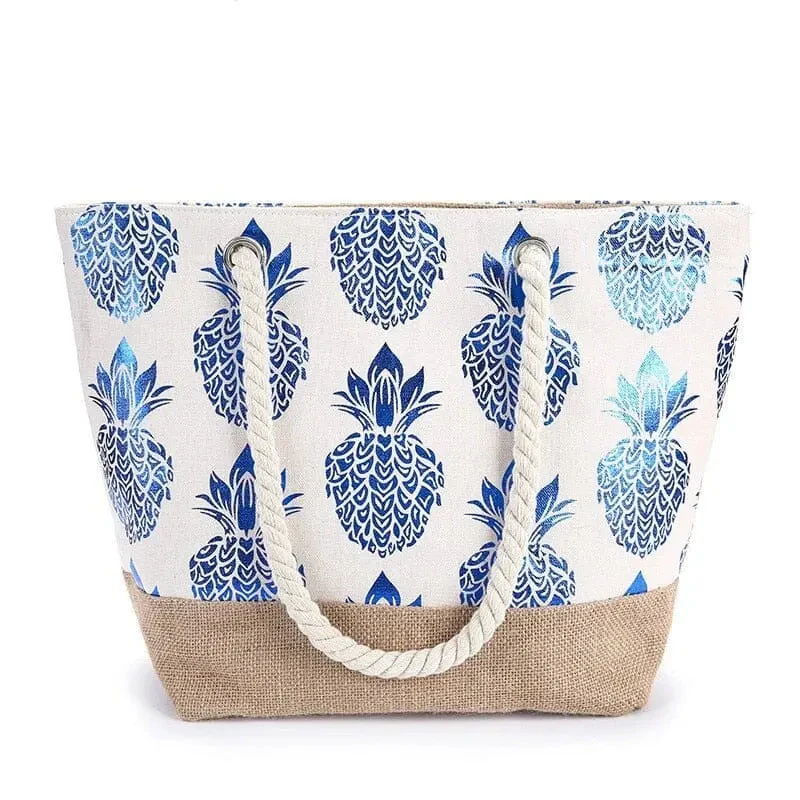 Sac de Plage Femme Bohème | Motif Ananas Coton