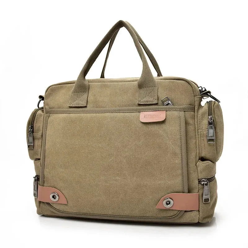 Sac Bandoulière Homme Vintage | Toile Canvas Multi-Compartiments