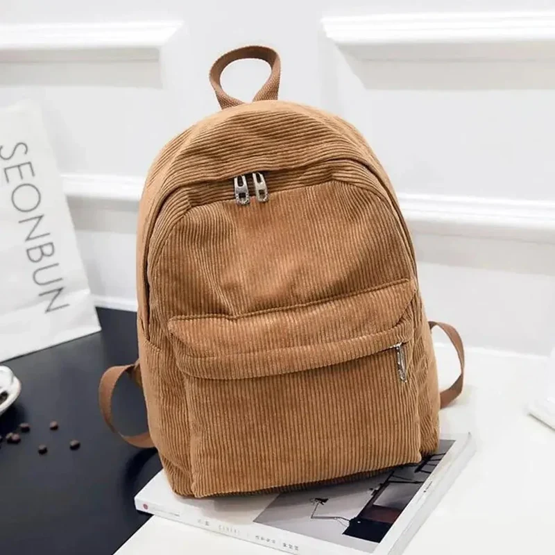 Sac à Dos Velours Côtelé | Poche Avant Zippée