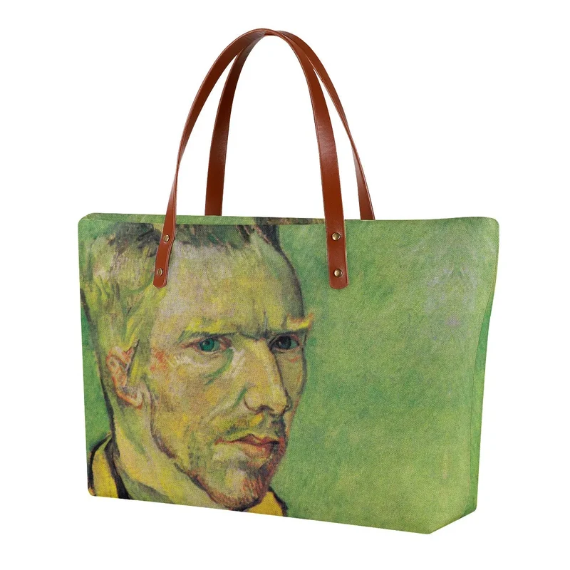Vincent van Gogh's Self-Portrait on Green Tote Bag