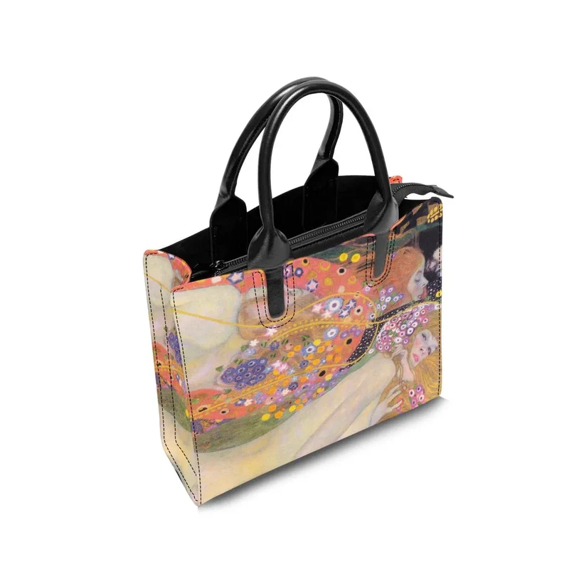 Gustav Klimt's Water Serpents II Leather Handbag