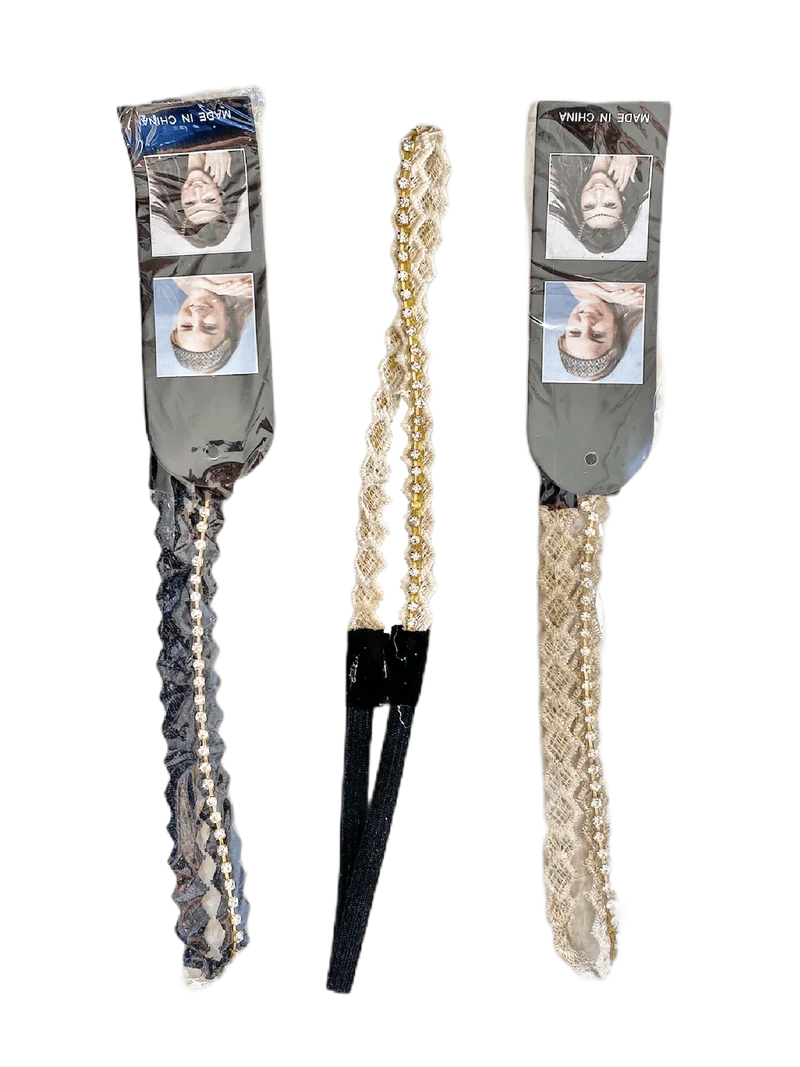 Bandeaux élastique bohème strass (x12)