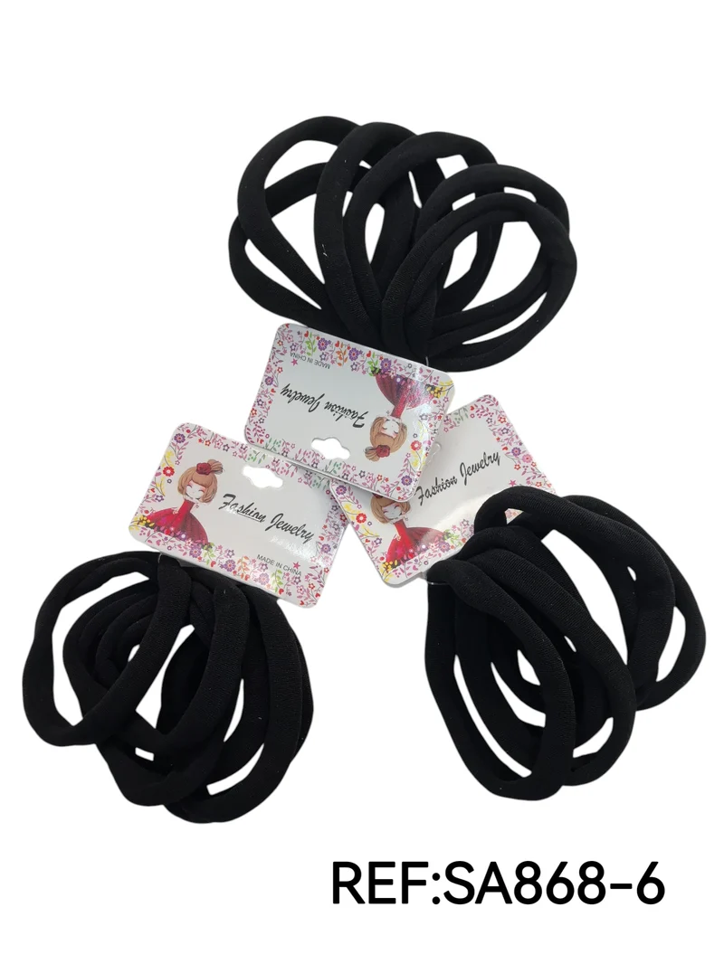 Paquet de 6 Élastiques noirs simples (x12)