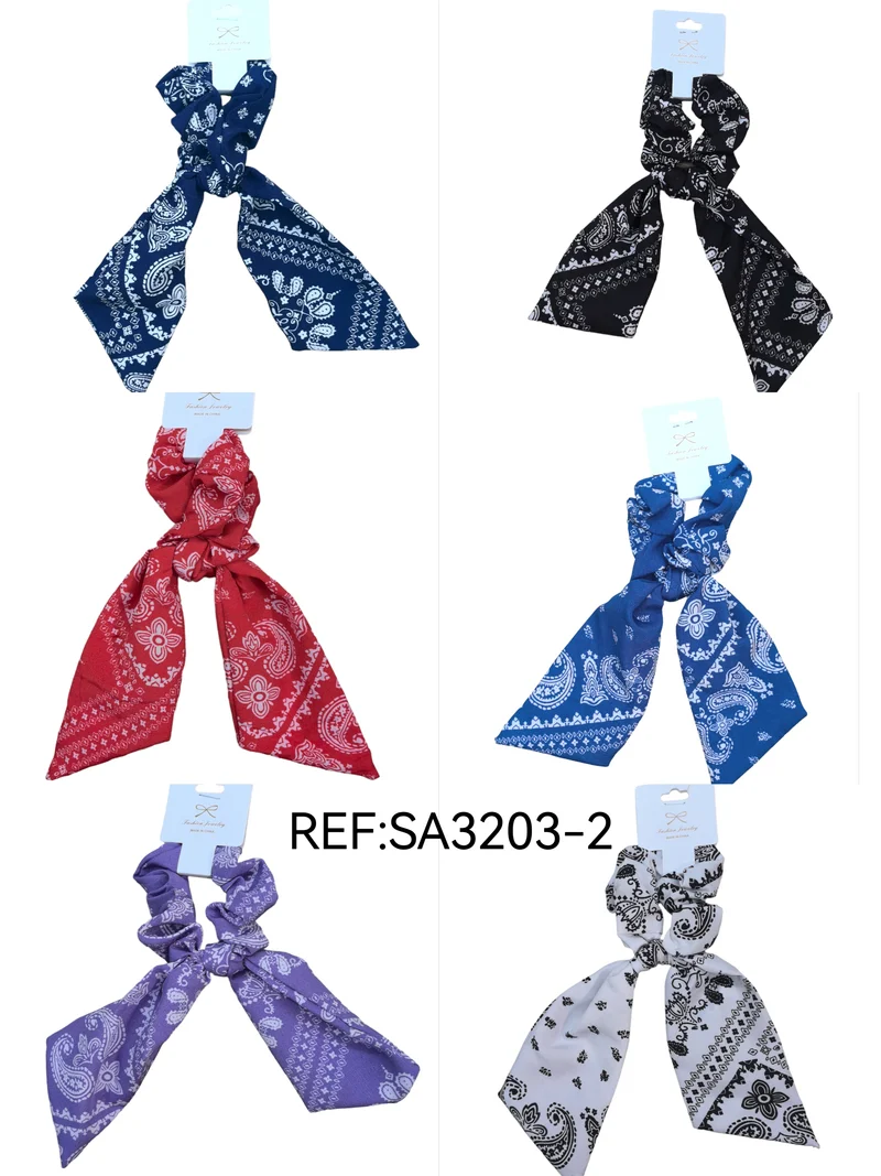 Chouchou ruban motif Paisley(x12)