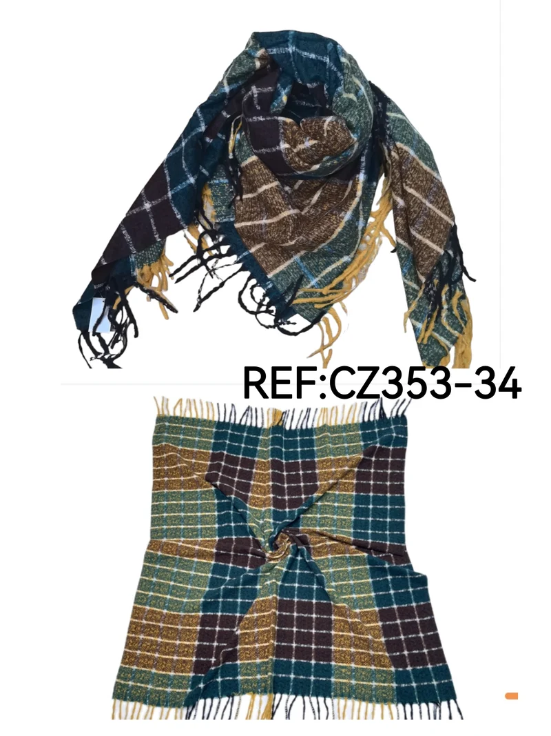 Écharpe châle motif carreaux (x12)#34