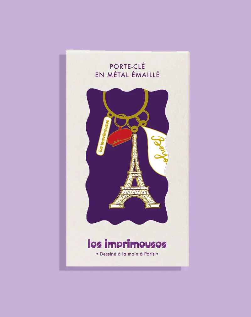 Porte-clé Charms de Paris - Tour Eiffel, Béret et Bonjour