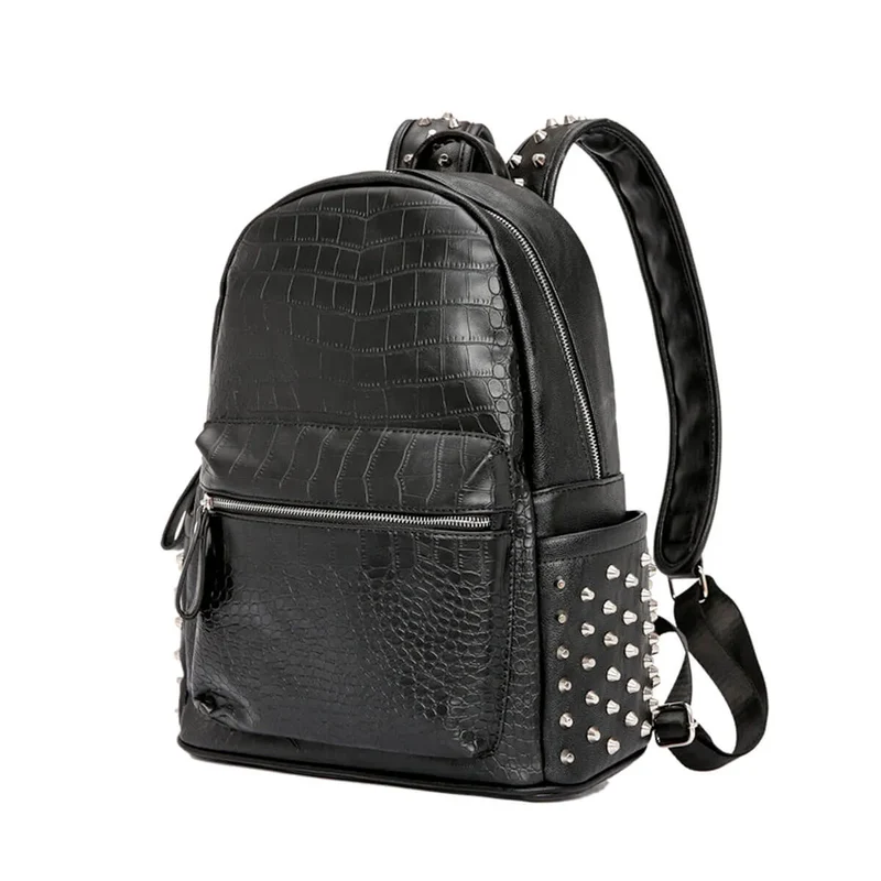 Rivet Black Pu Leather Fashion Designer Backpack