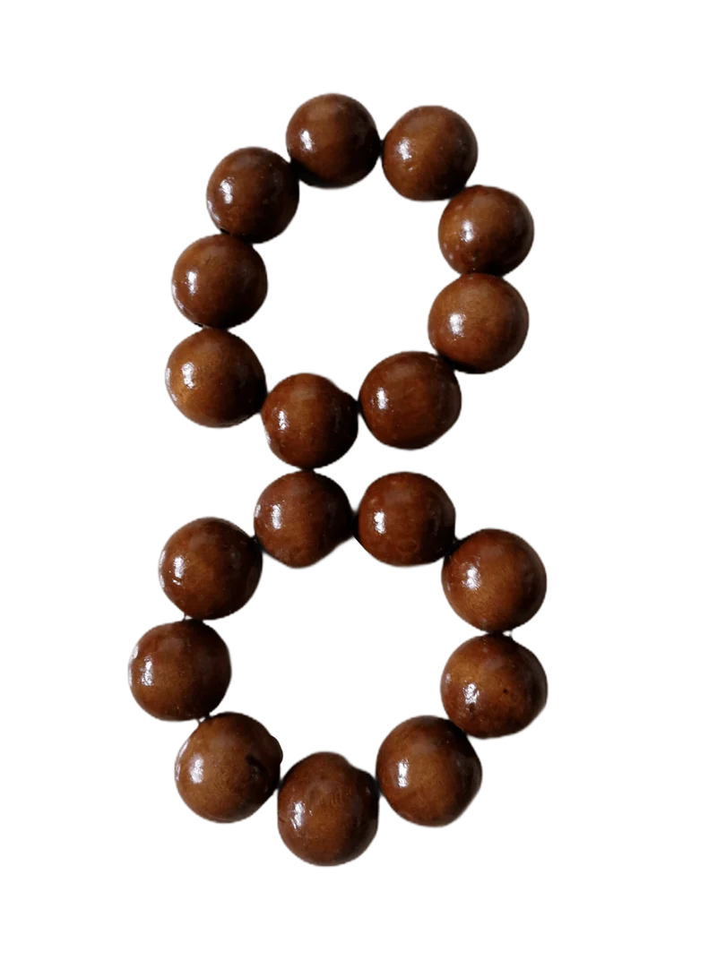 Bracelets motif boules en bois naturel (x12)