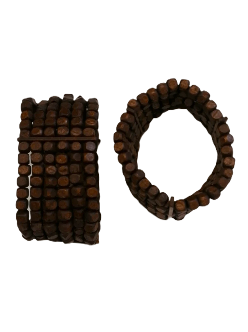 Bracelets femme manchette bois foncé (x6)