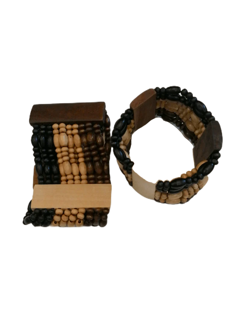 Bracelets femme manchette bois clair (x6)