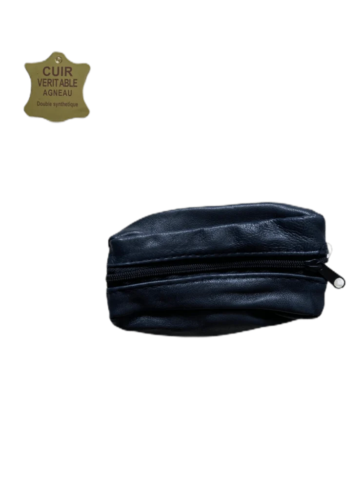 Porte-monnaie Cuir véritable d'agneau noir (x12)