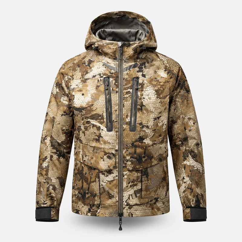 Veste randonnée homme motif kaki imperméable hiver
