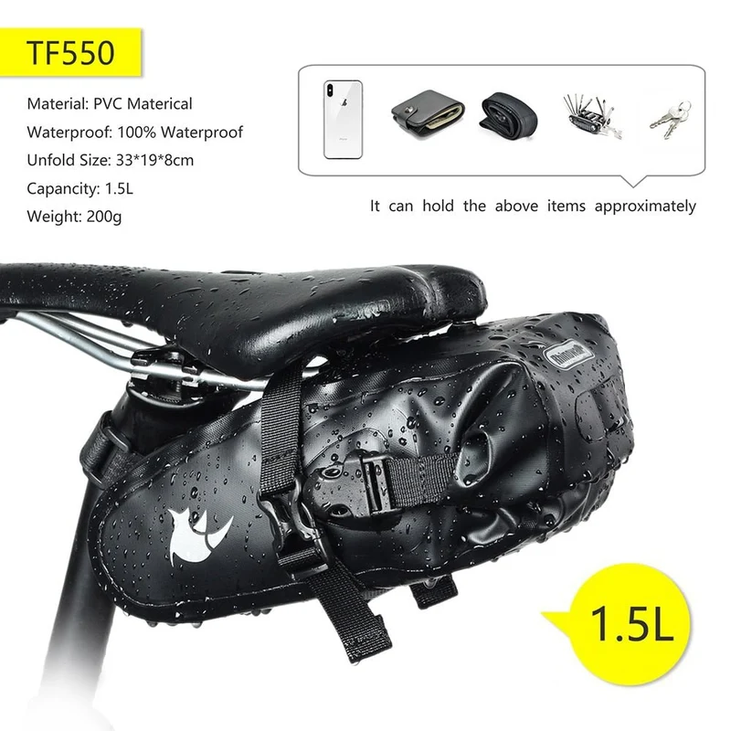 Sacoche de selle de vélo imperméable 5L/10L/13L "Rhinowalk - RK511 series"