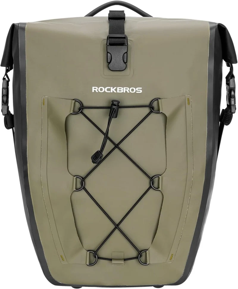 Sacoche de vélo 100% imperméable sur porte-bagages arrière avec poche filet 25L "Rockbros - AS002-2"