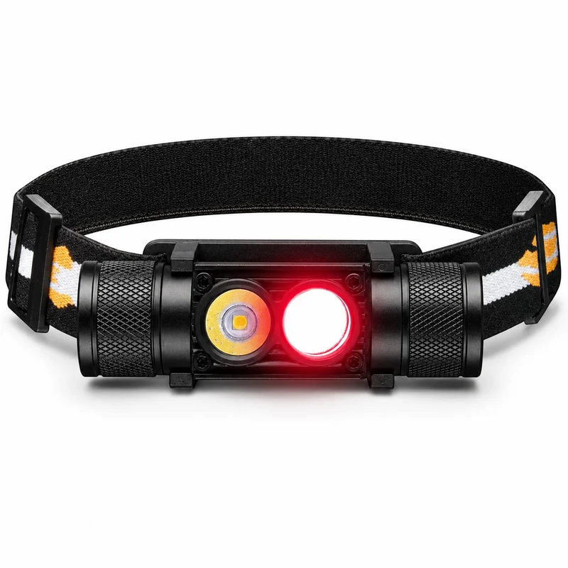 Lampe frontale LED double éclairage randonnée