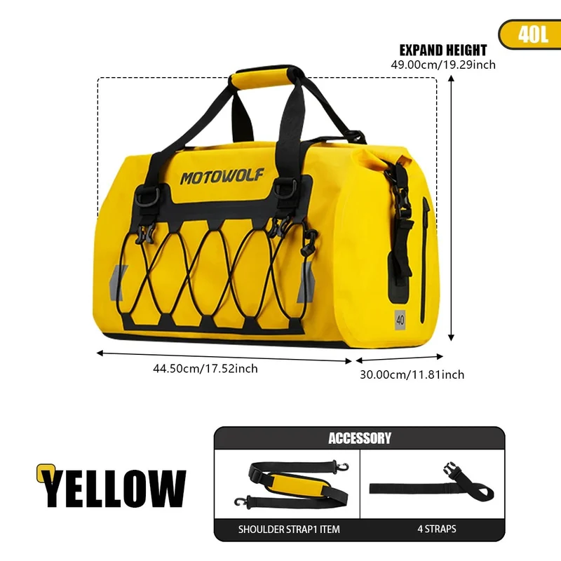 Sacoche de selle arrière de moto / vélo de 40L à 90L "MotoWolf - MTW Series"