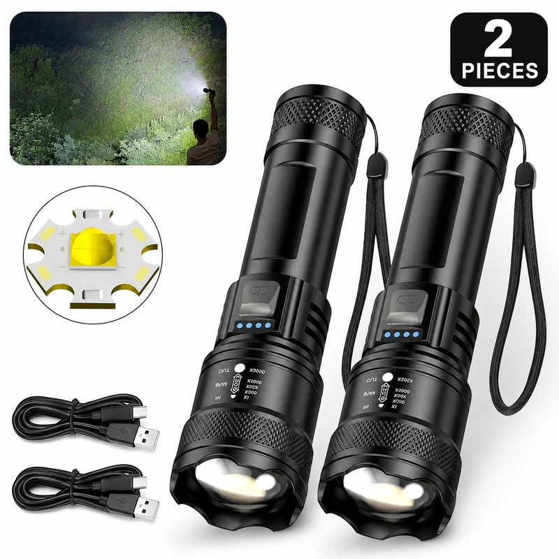 Lampe torche puissante LED zoom randonnée