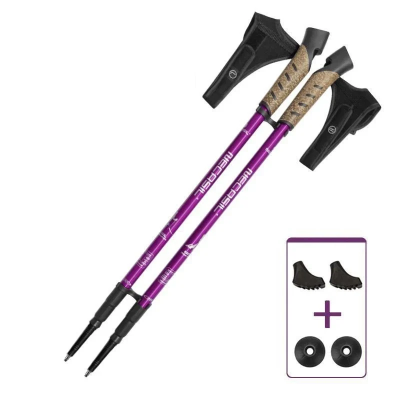 Bâtons de randonnée télescopiques aluminium réglables 2 pièces