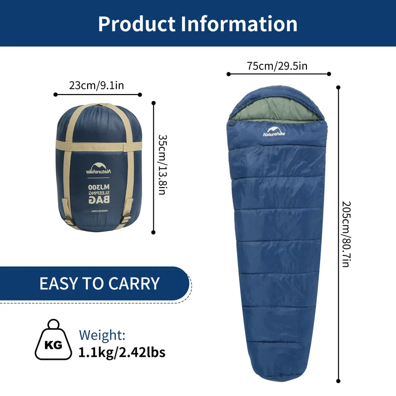 Mujin™ MJ300 Synthetic Mummy Sleeping Bag 39°F / 4°C