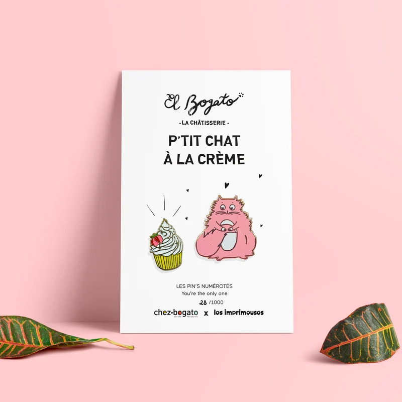 Pin's Bogato x Les Imprimeuses - P’tit chat à la crème
