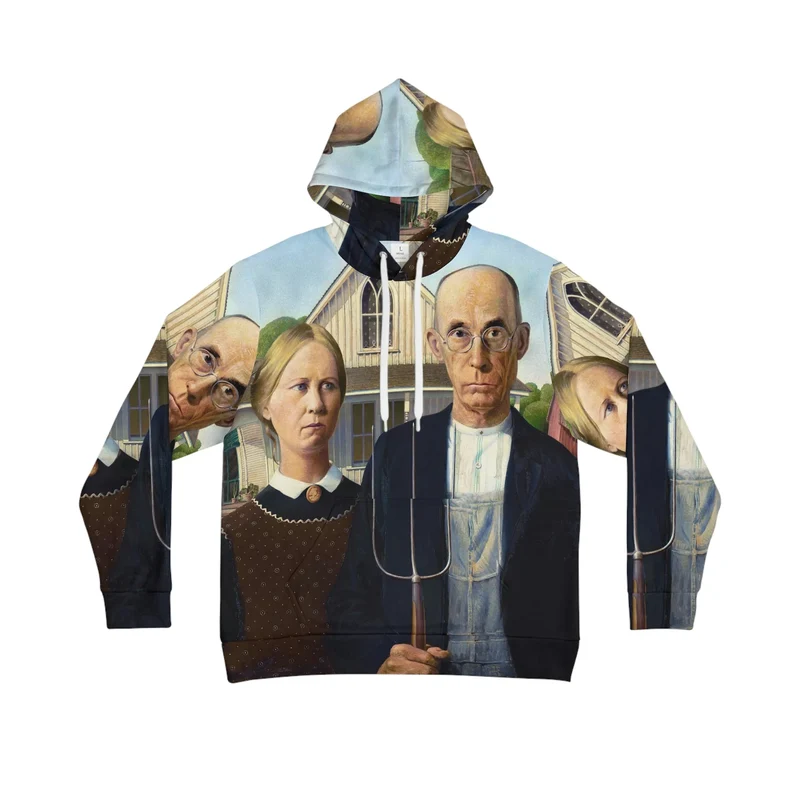 American Gothic by Grant Wood Art Hoodie