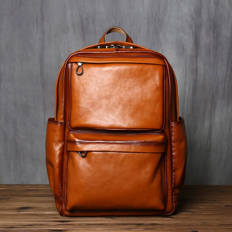 Genuine Leather Top Layer Cowhide Casual Luxury Backpack