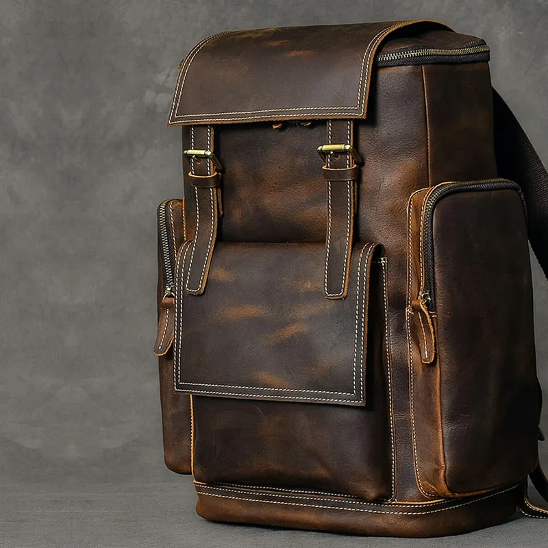 Retro Horse Leather Premium Large Capacity Backpack