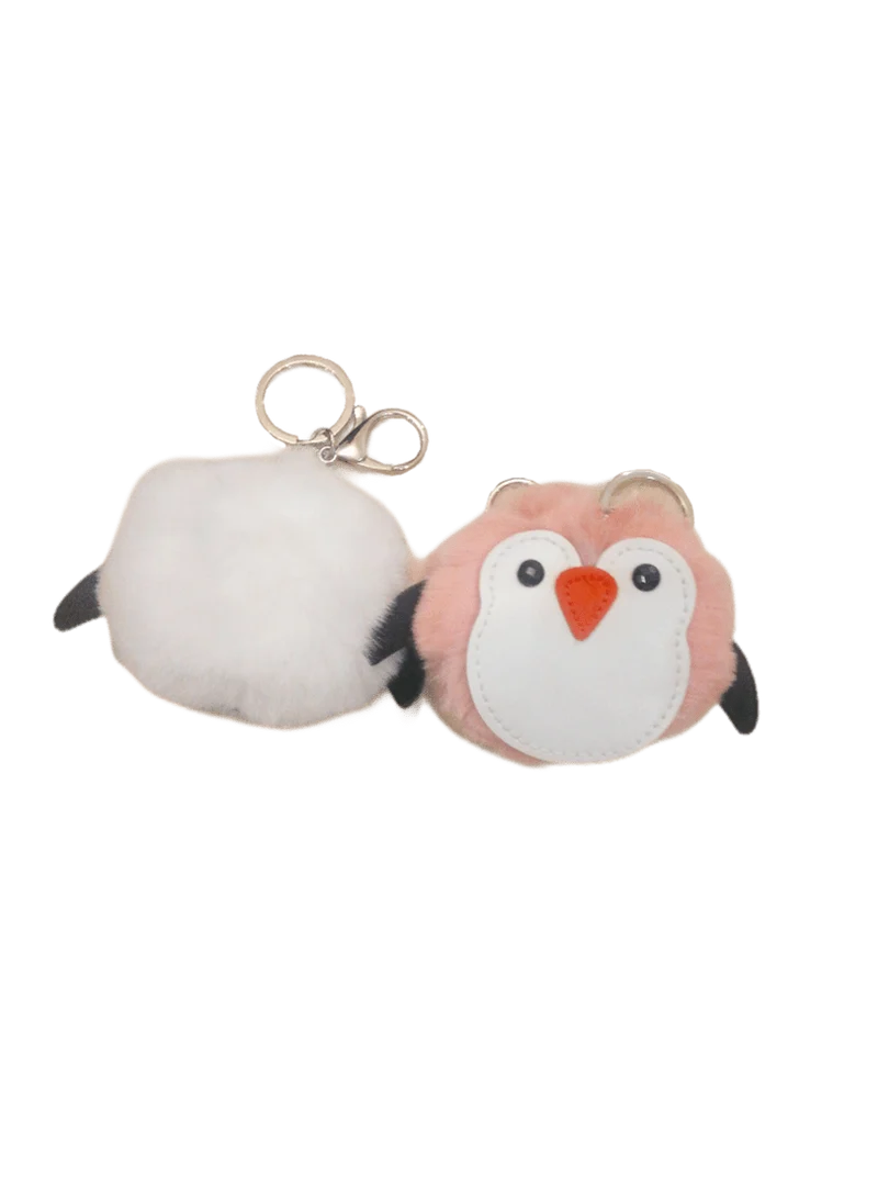 Porte-clé pingouin pompon fourrure (x12)