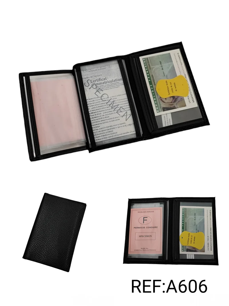 LOT DE 12 - Portefeuille Croûte de cuir vachette 2,50€/unité