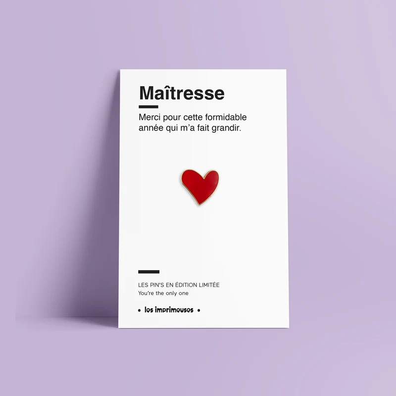 Pin's Cœur rouge - Maîtresse (fin d'année scolaire)