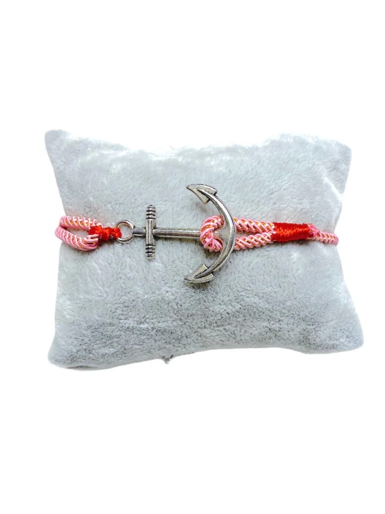Bracelet ancre fil rose (x12)
