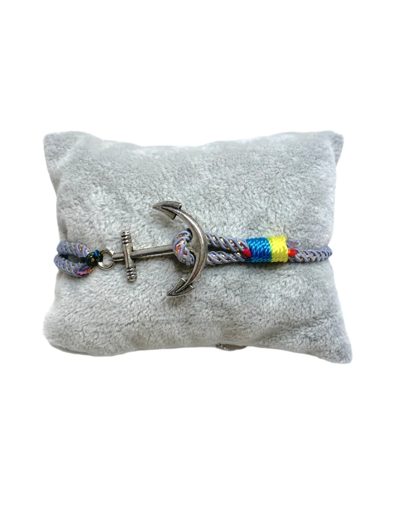 Bracelet ancre fil gris (x6)