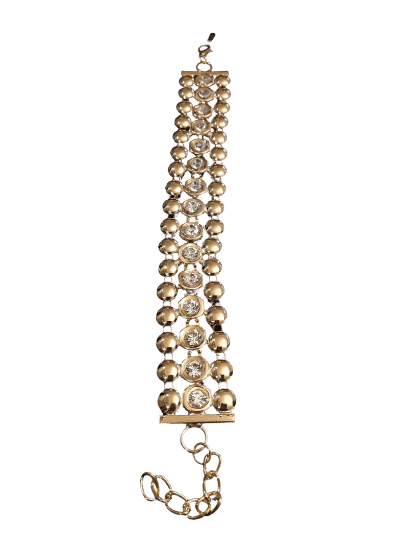 Bracelet bijou fantaisie strass maillons dorés femme