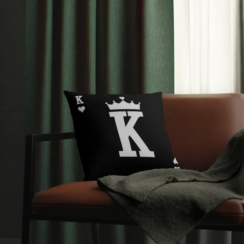 Card King's hearts for Real Boss Black Waterproof Pillows