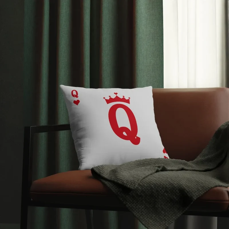 Card Queen's hearts for Real Boss Lady Red Waterproof Pillows