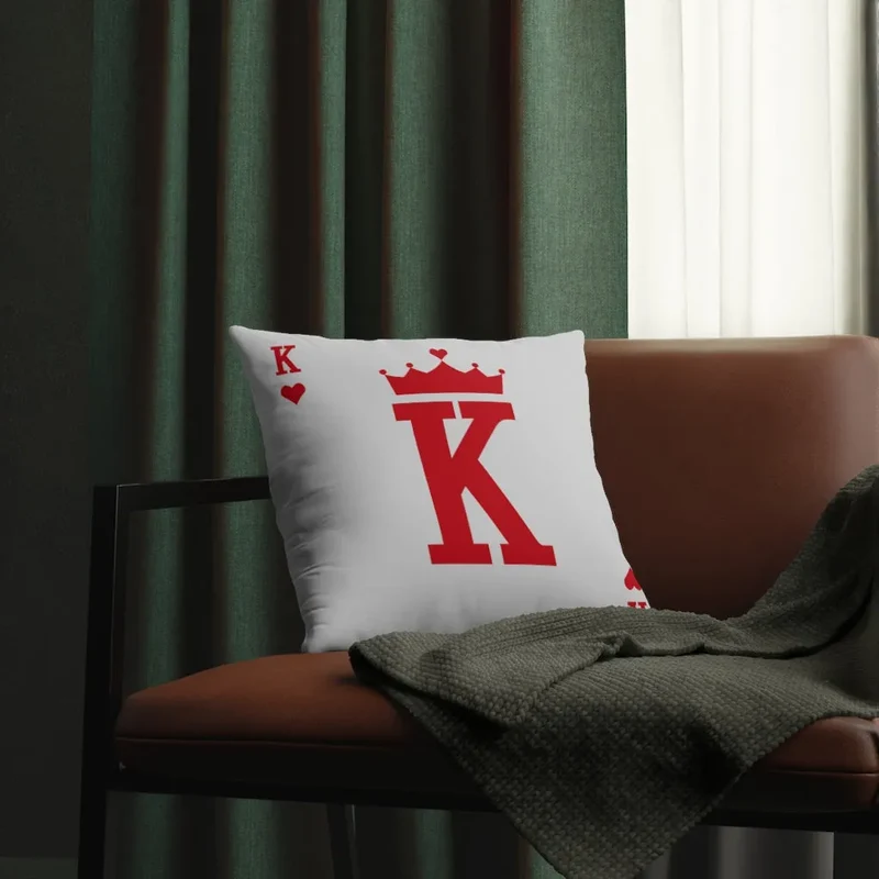 Card King's hearts for Real Boss Red Waterproof Pillows