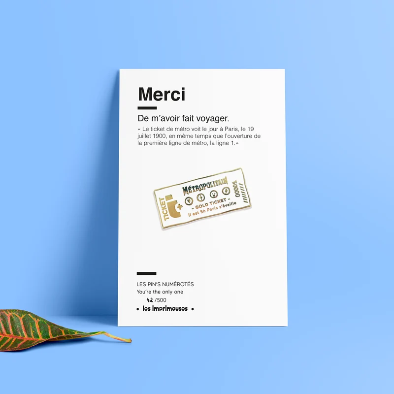 Pin's Ticket de métro - Merci (fin d'année scolaire)
