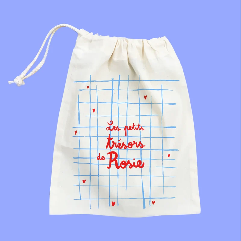 Pochette à personnaliser - Rayures et cœurs