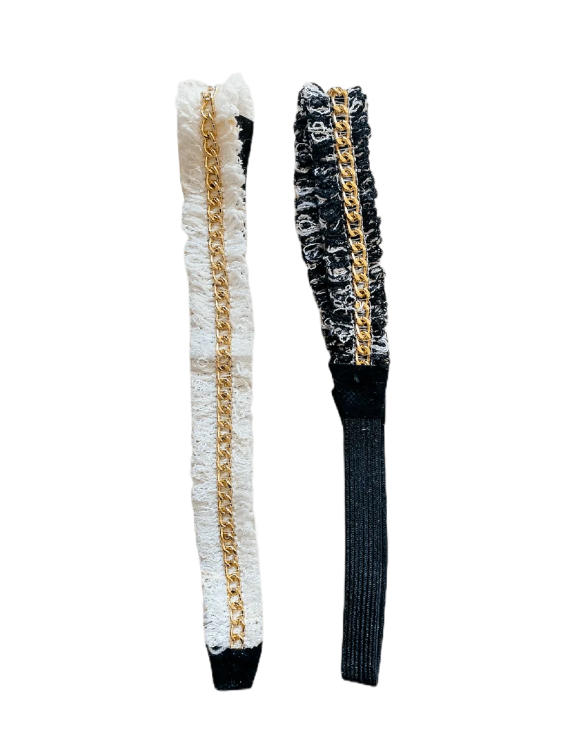 Bandeaux élastique bohème avec chaîne (x12)