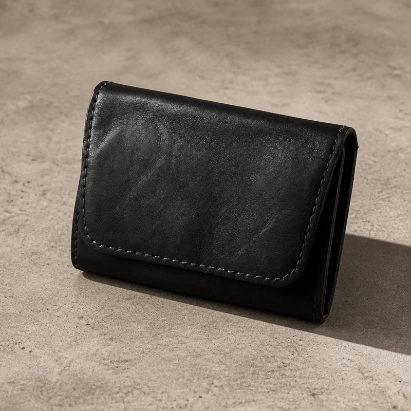 Porte-Monnaie Vintage Homme en Cuir Bouton-Pression