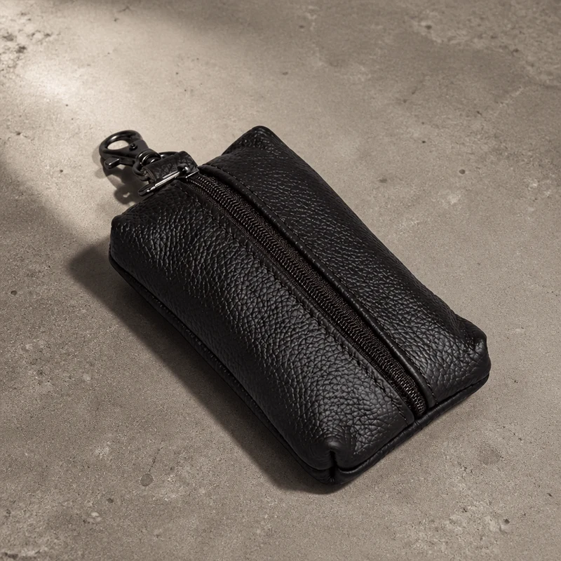 Petit Porte-Monnaie Homme Zippé Porte-Clés Compact