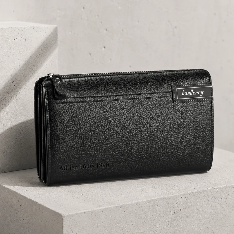 Grand Portefeuille Personnalisé Homme Zippé à Graver