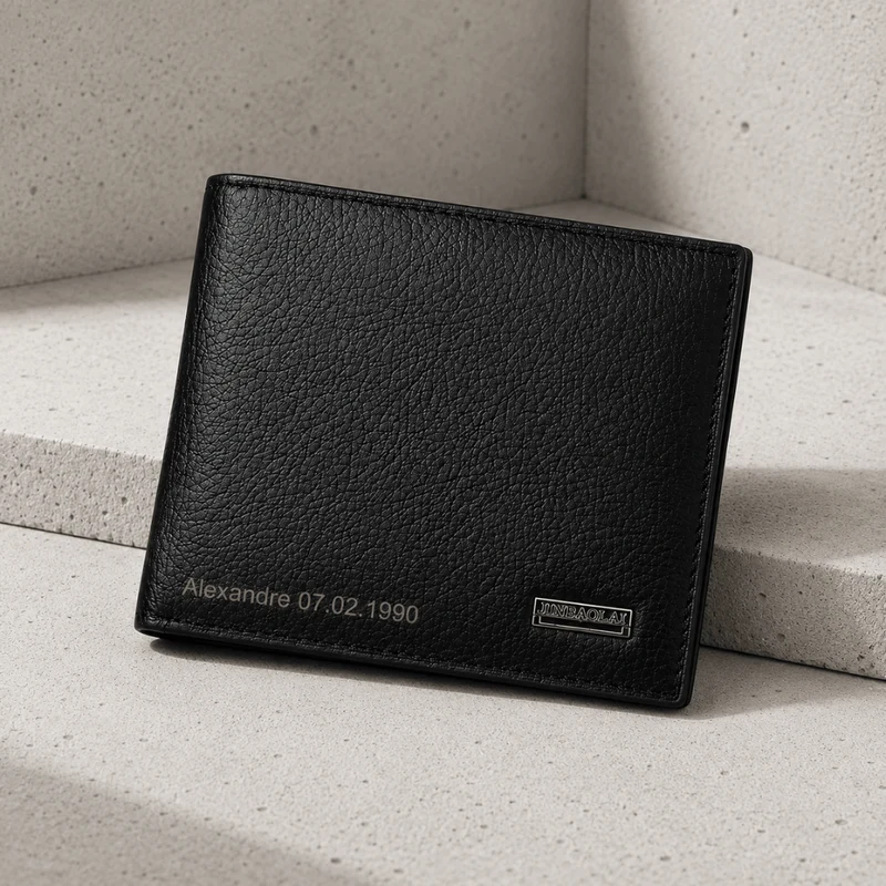 Portefeuille Cuir Gravé Homme, Prénom et Date