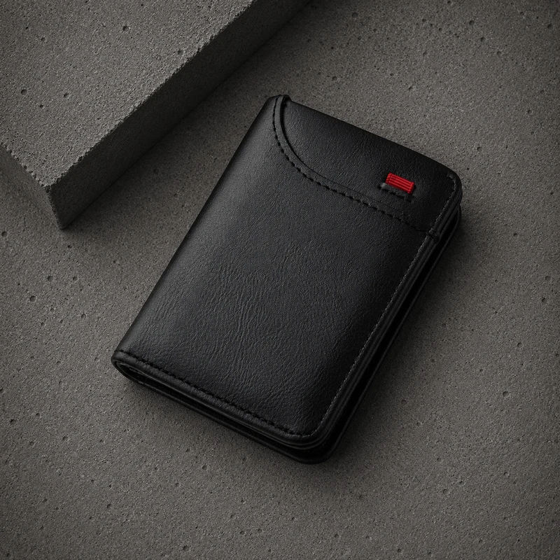 Portefeuille Compact Homme 2 Volets avec Poche Extérieure