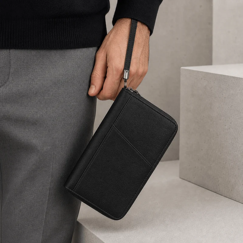 Portefeuille Long Homme Voyage Passeport RFID Dragonne