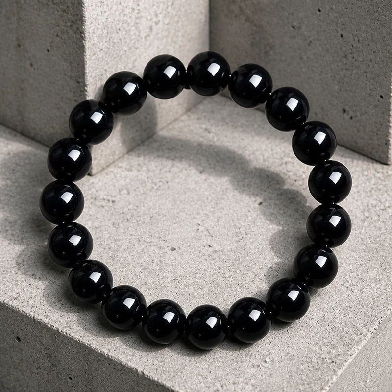 Bracelet Homme Obsidienne, Diamètre et Reflet au Choix