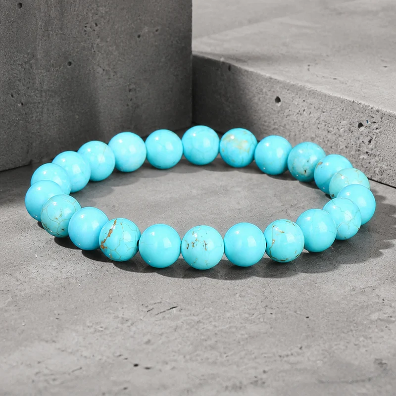 Bracelet Homme Turquoise, Perles d'Agate Teintée