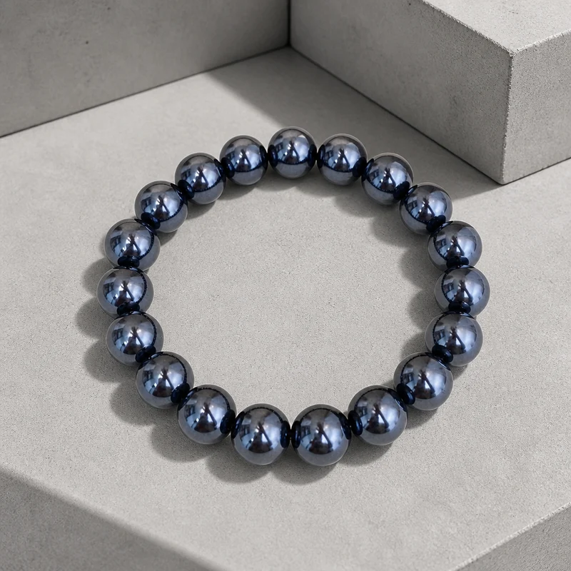 Bracelet Homme Perles Noires, Diamètre au Choix