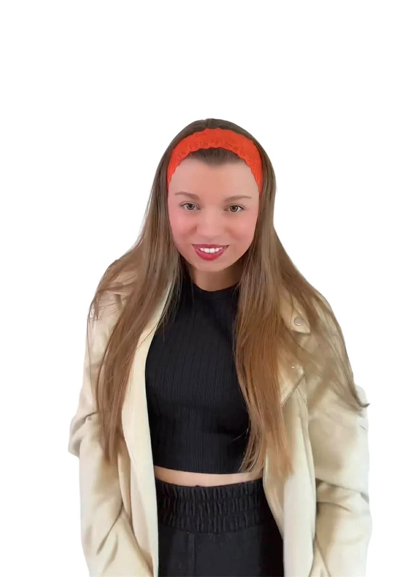 bandeau cheveux en dentelle orange femme
