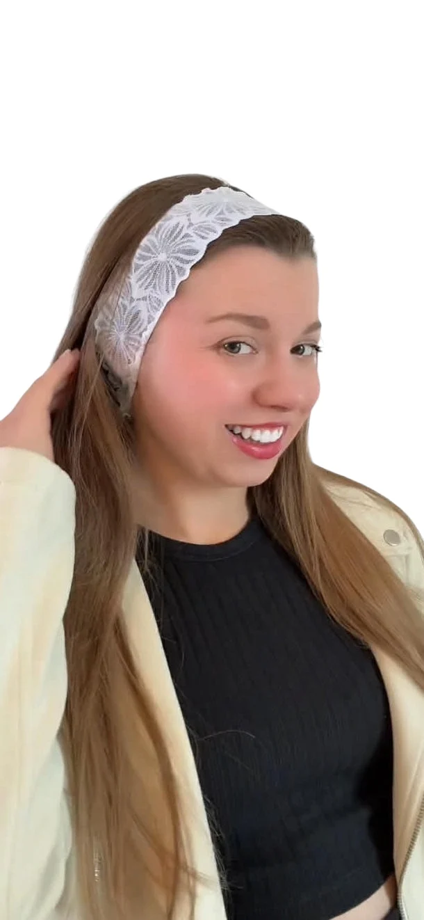 Bandeau cheveux en dentelle blanc